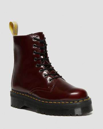 Pink / Red Men's Dr Martens Vegan Jadon II Platform Boots | CA 566LIS